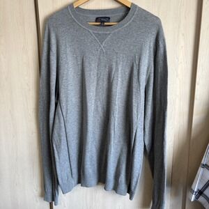 Wallin Bros Sweater Mens Large LG Gray Cashmere Blend Crew Neck Luxury Stretch